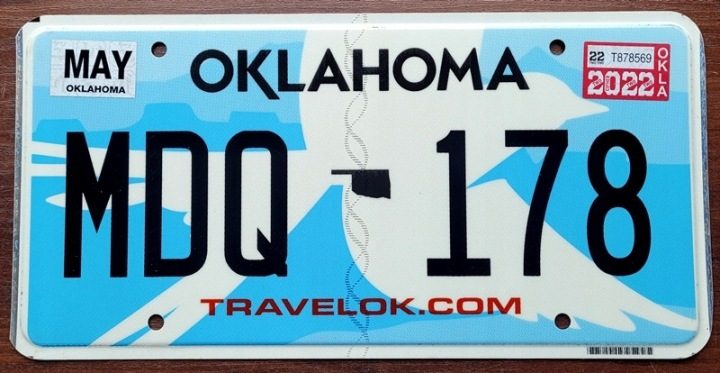 Oklahoma 1990 - табличка номерная с США, фото 1
