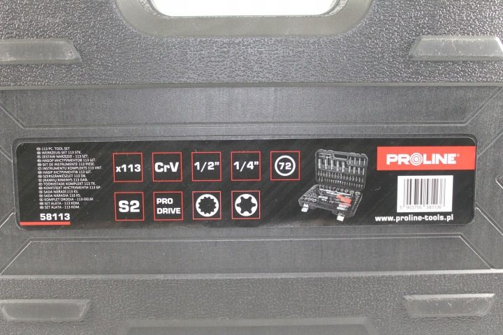 Proline комплект 113 шт. насадок CR-V 1/4" 1/2" 2 трещотки кейс 58113, фото 6