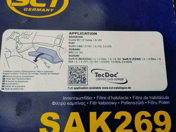 Фильтр салонный SAK 269 SCT Germany Fiat Suzuki, фото 5