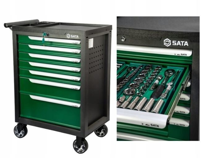 SATA подрамник инструментальный зеленый 7 ящиков 299 шт. + оснащение ST95126G_299, фото 1