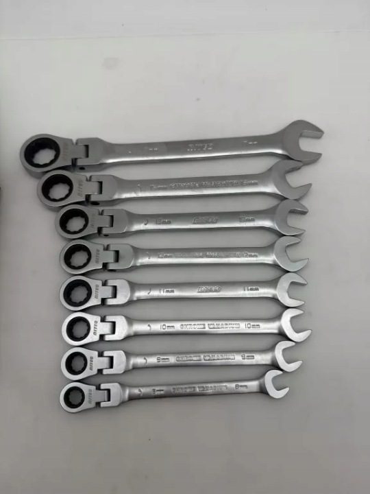 Ключи рожково-накидной Przegubowe Z трещоткой Łamane 8 шт. Niteo разм. 8-17, фото 3