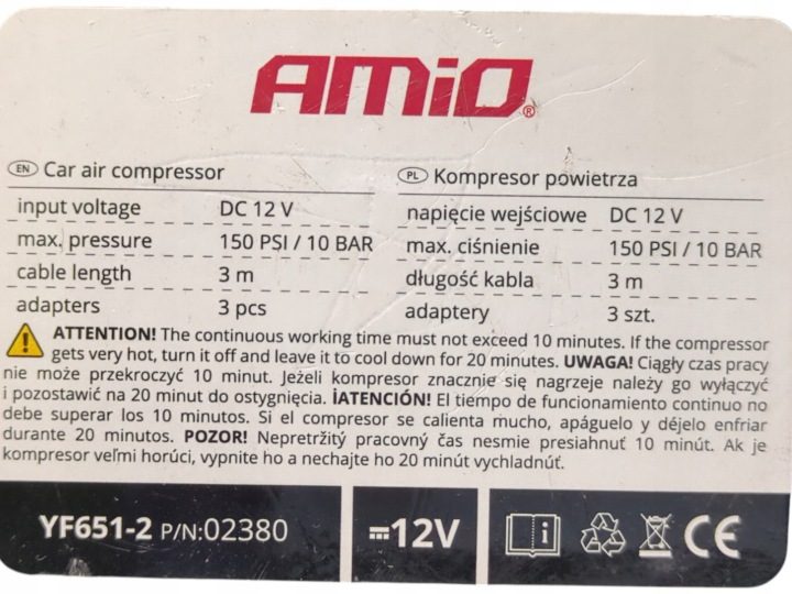 Компрессор автомобильный цифровой с LED 12V Acomp-10, фото 3