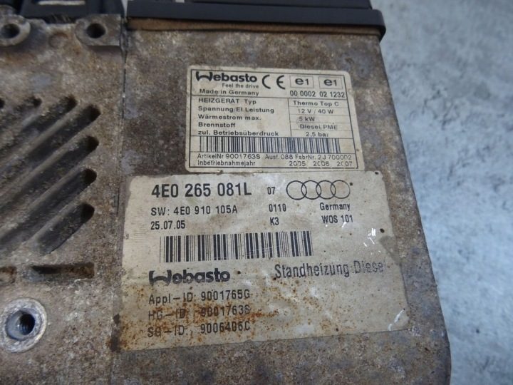 АВТОНОМНЫЙ ОТОПИТЕЛЬ WEBASTO AUDI A8 D3 4.2 TDI, фото 3