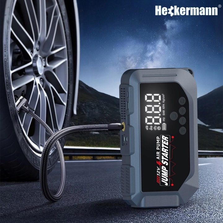Устройство пусковое Booster Jump стартер 18000 мАч компрессор 150 PSI 2w1, фото 11