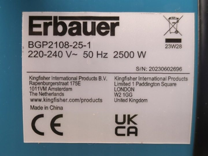 Отопитель электрический Erbauer BGP2108-25-1 2500W PTC 25m² IP20, фото 3