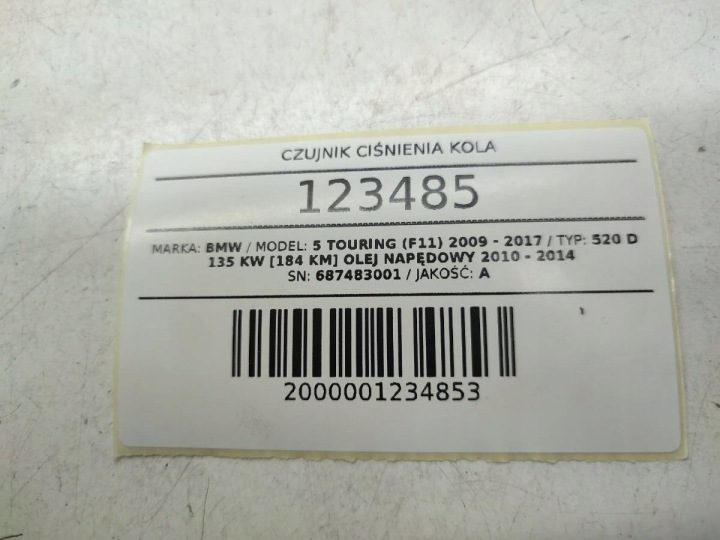 ДАТЧИК ДАВЛЕНИЯ ШИН КОЛЕС ВОЗДУХА TPMS BMW 5 F10 F11 6874830, фото 5