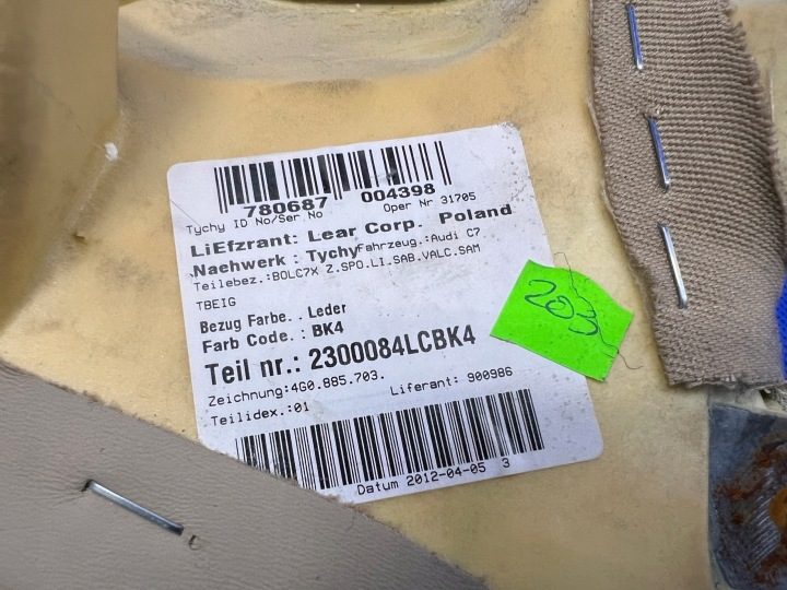 Audi A6 C7 обшивка спинки дивана левая задняя Airbag 4G0885703 4G8880441B, фото 5