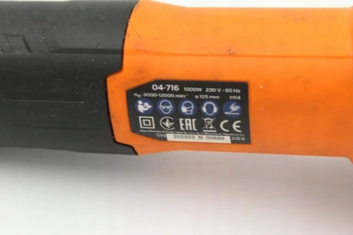 NEO TOOLS угловая шлифмашина 1000W, 125 мм 04-716, фото 5