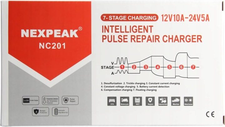Зарядное устройство автомобильное 10A, 12V/24V LCD, фото 8
