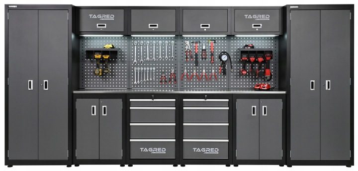 Подрамник инструментальный Tagred черный 8 ящиков сталь INOX с oświetleniem LED, фото 5