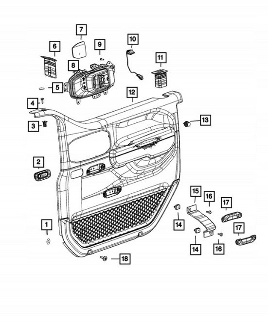 Защита пластик ручки Jeep Wrangler JL 18+ Gladiator JT 20+ 5ZX22TX7AB, фото 3