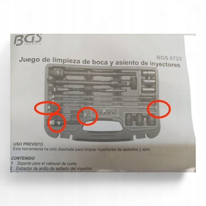 BGS Technic Комплект для очистки и frezowania гнезда и отверстий под форсунки BGS и свечи накаливания, фото 6