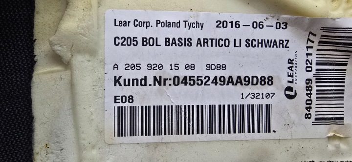 Mercedes C W205 ОБШИВКА ДИВАНА ЗАДНЯЯ ЛЕВАЯ A2059201508, фото 4