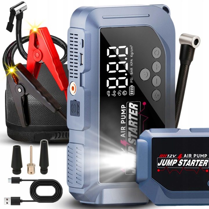 Устройство пусковое Booster Jump стартер 18000 мАч компрессор 150 PSI 2w1, фото 1
