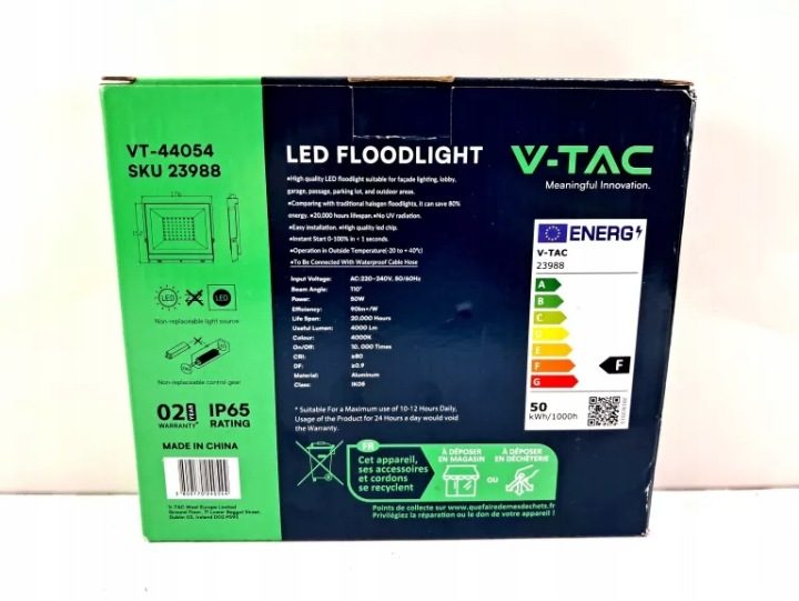Проектор LED V-TAC 50W LED SMD 4000K Черный VT-44054 4000K 4000lm, фото 2