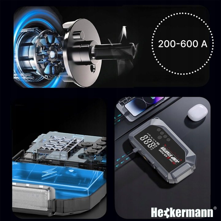 Устройство пусковое Booster Jump стартер 18000 мАч компрессор 150 PSI 2w1, фото 4