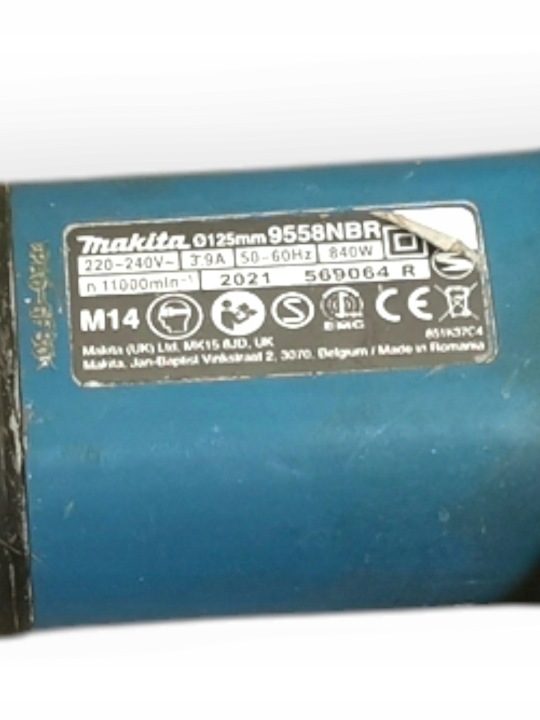 Makita угловая шлифмашина сетевая 230V 840W 125 мм 11000 об/мин 9558HNRG, фото 5