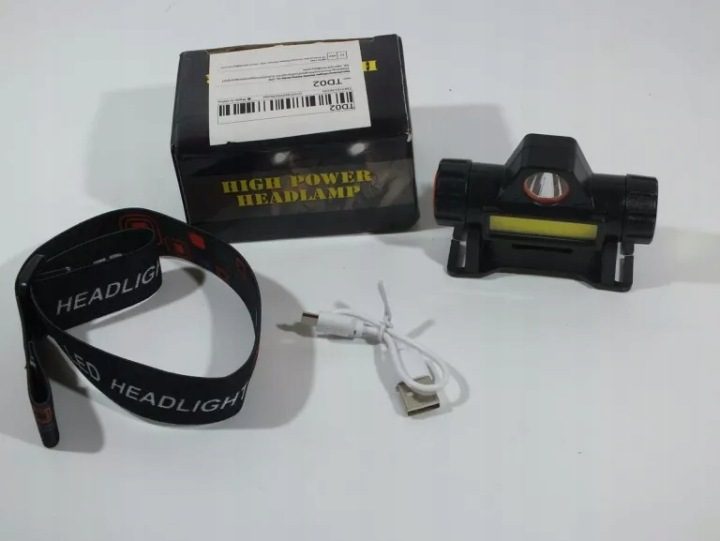 Фонарик LED лобовой 1W COB+1W LED АКБ, фото 1