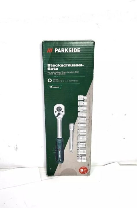 Комплект торцевых головок Parkside 3/8" 13 шт. CR-V + трещотка 72 зубья, фото 1