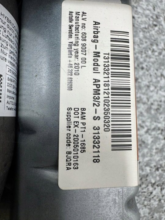 ПОДУШКА БЕЗОПАСНОСТИ ПАССАЖИРА VOLVO XC60 2008-2013 31332118 ОРИГИНАЛ, фото 7