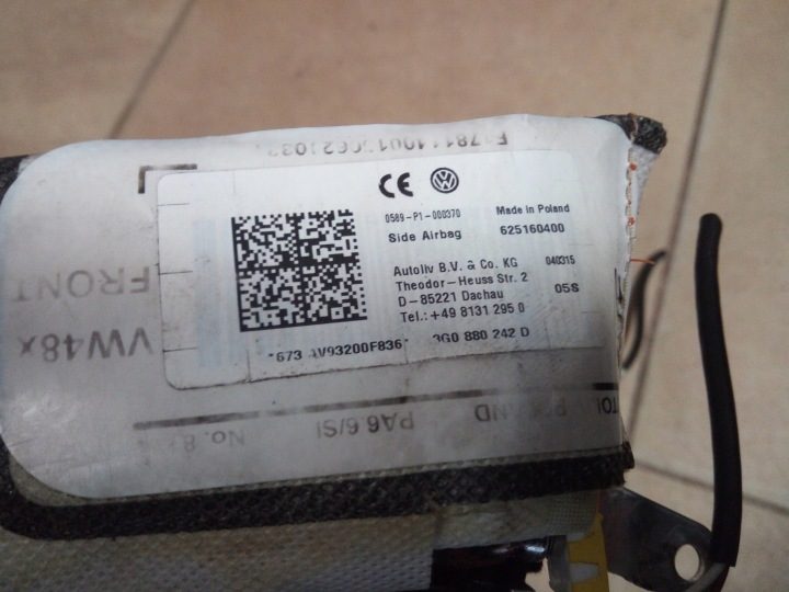 ПОДУШКА БЕЗОПАСНОСТИ В СИДЕНЬЕ VW PASSAT B8 3G0 ОРИГ.*, фото 3