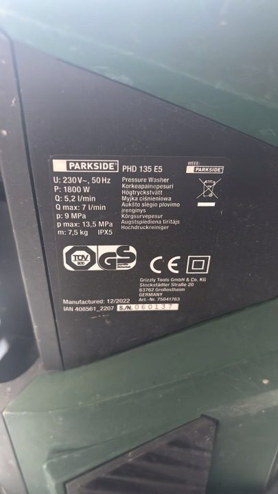 Мойка высокого давления Parkside PHD 135 E5 1800W, фото 7