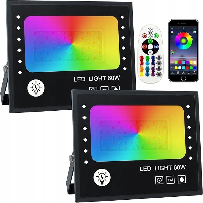 Floodlight Фара Наружная RGB LED 50W IP65 Пульт 2 шт. Прожектор, фото 1