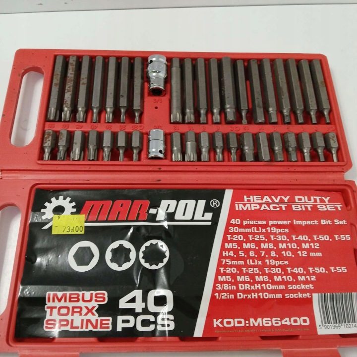 Комплект бит Torx Mar-Pol 40 шт. Spline шестигранник, фото 2