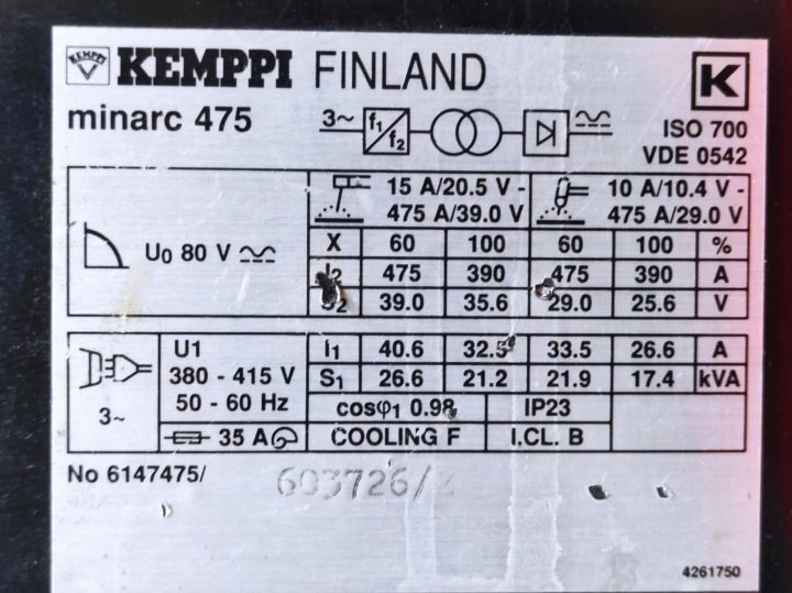 KEMPPI MINARC 475A СВАРОЧНЫЙ АППАРАТ ELEKTRODOWA MMA 415V, фото 6