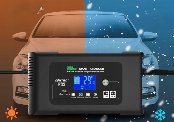 Зарядное устройство автомобильное для аккумулятора Htrc 35AMP, фото 5