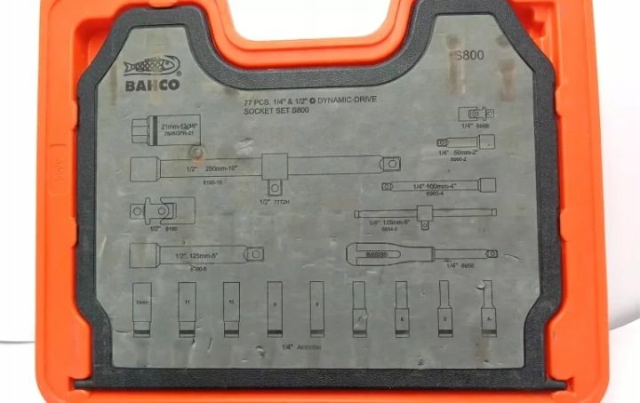 Торцевой ключ Bahco 108 шт. 1/4'' и 1/2'' в кейсе, фото 5