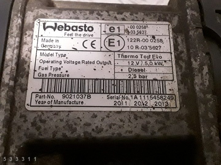 2011 Mazda 5 Отопитель предпусковой Webasto 1600td 9021037B, фото 2