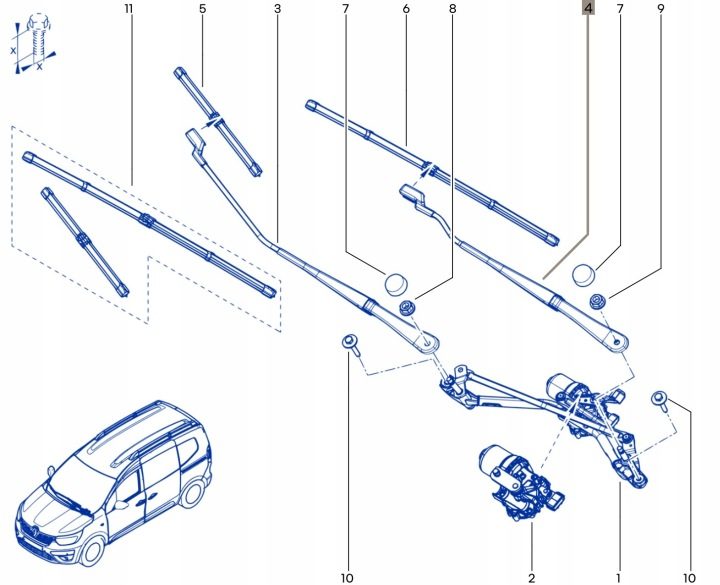 Поводок дворника левый Renault Kangoo III 4 IV Nissan Townstar 288817174R, фото 9