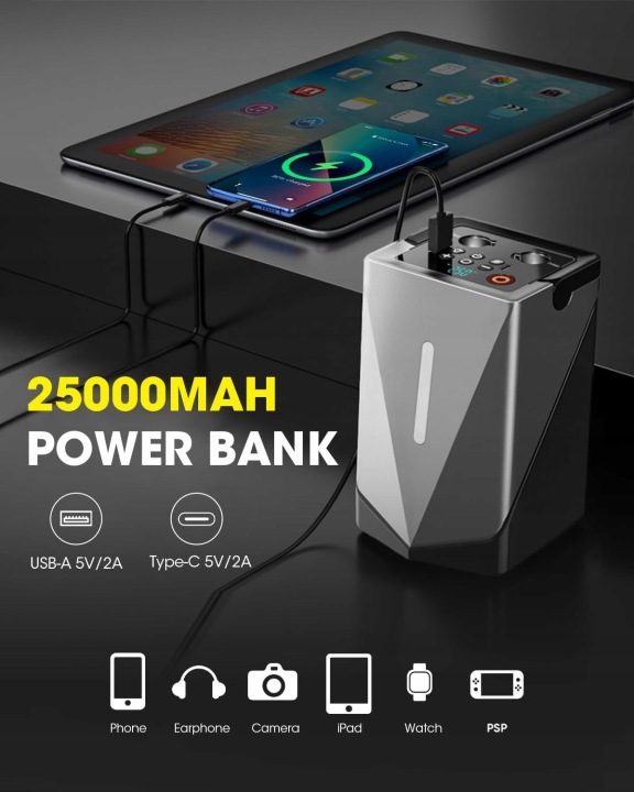 Повербанк пусковой 3000A компрессор 150 PSI Jump стартер 12V, фото 7