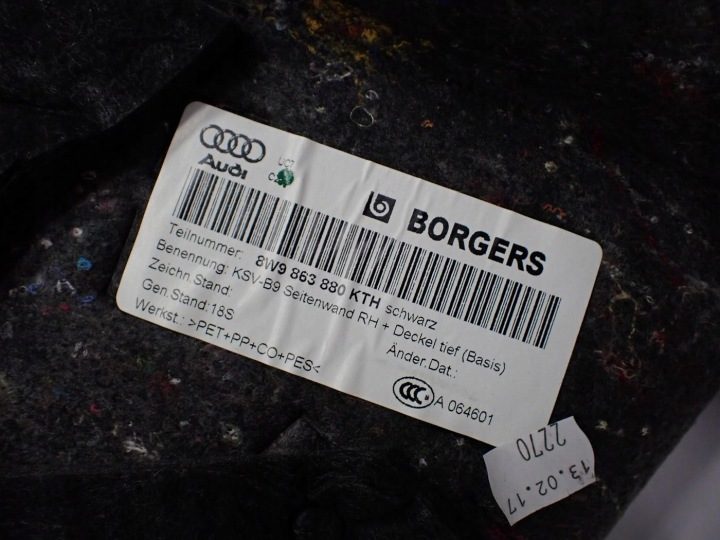 ОБШИВКА БАГАЖНИКА ПРАВАЯ 8W9863880 AUDI A4 B9 УНИВЕРСАЛ 17 г., фото 3