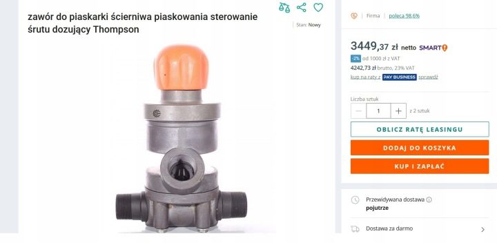 Клапан для piaskarki ścierniwa piaskowania управление śrutu dozujący Thompson, фото 7