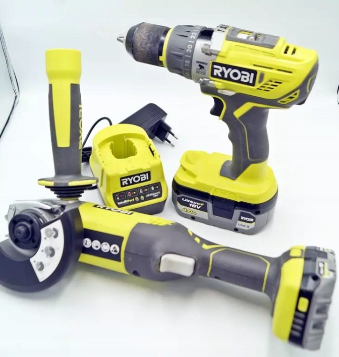 Комплект инструментов Ryobi дрель-шуруповерт и шлифмашина 2 шт., фото 1