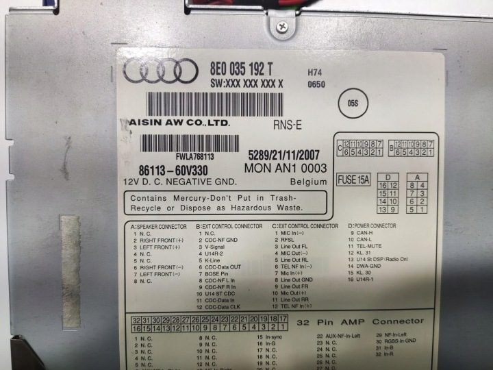 ЗАВОДСКАЯ НАВИГАЦИЯ МАГНИТОЛА RNS-E AUDI A4 B7 2004-2008 8E0035192T, фото 8