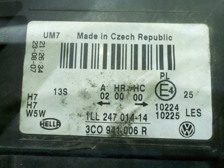 VW PASSAT B6 2.0 TDI 07 г. УНИВЕРСАЛ фара правая передняя 1LL247014-14 3C0941006R, фото 5