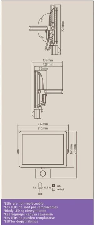 ПРОЖЕКТОР BLOOMA TELAMON LED 33,5W Z ДАТЧИКОМ, фото 3