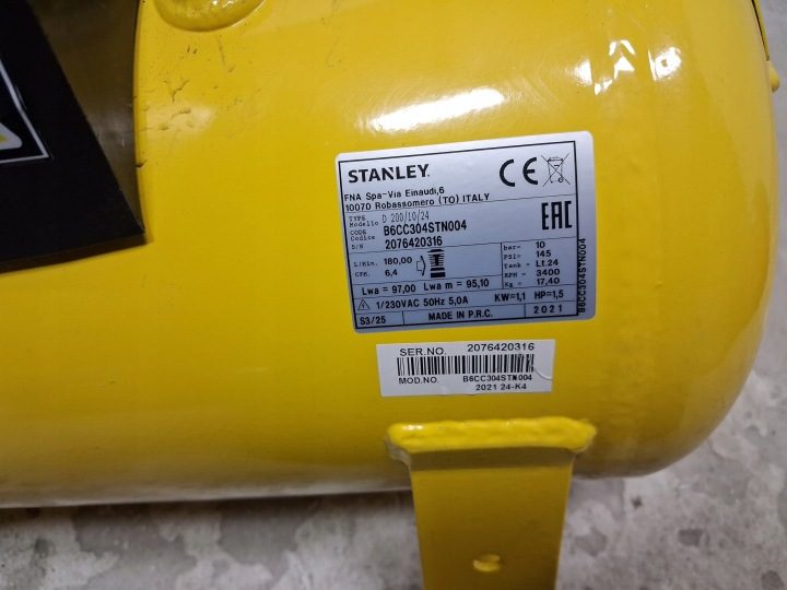 Компрессор безмасляный Stanley B6CC304STN003 24 l 8 бар, фото 11