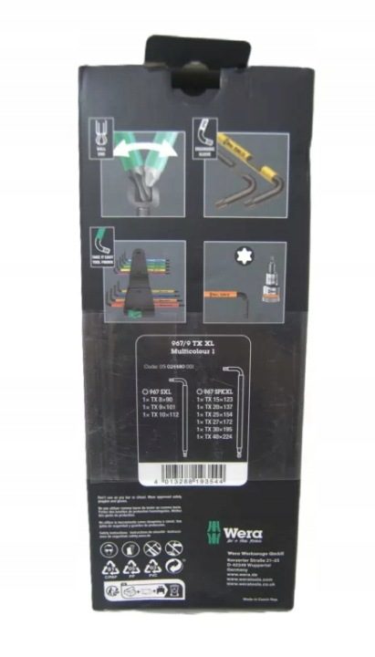 WERA ключи длинные Torx T8-T40 шар 9 штук, фото 3