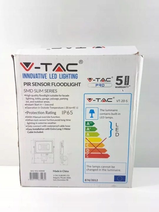 Проектор LED V-TAC 30W SAMSUNG ЧИП Датчик Движения Funkcja Cut-OFF Черный V, фото 6