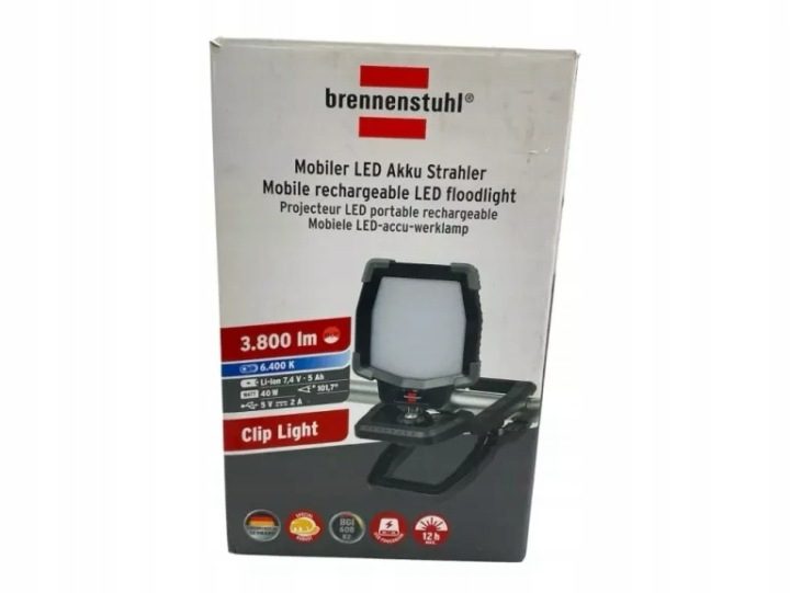 Brennenstuhl Фара рабочего света LED 40W 3800lm зажимная аккумулятор повербанк, фото 7