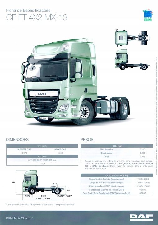 ПРОСПЕКТ DAF CF FT 4x2 MX-13, фото 1