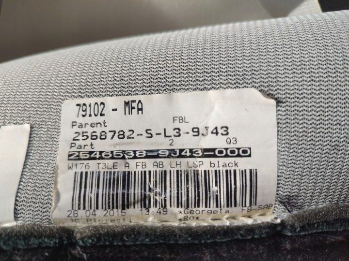 Обшивка сиденья спинка левая передняя W117 W176 A-класс CLA Mercedes, фото 6