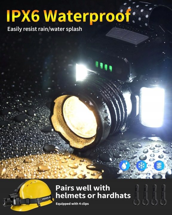 DARKBEAM Налобный фонарь LED 2000 Lumen USB-C Водонепроницаемый, фото 8