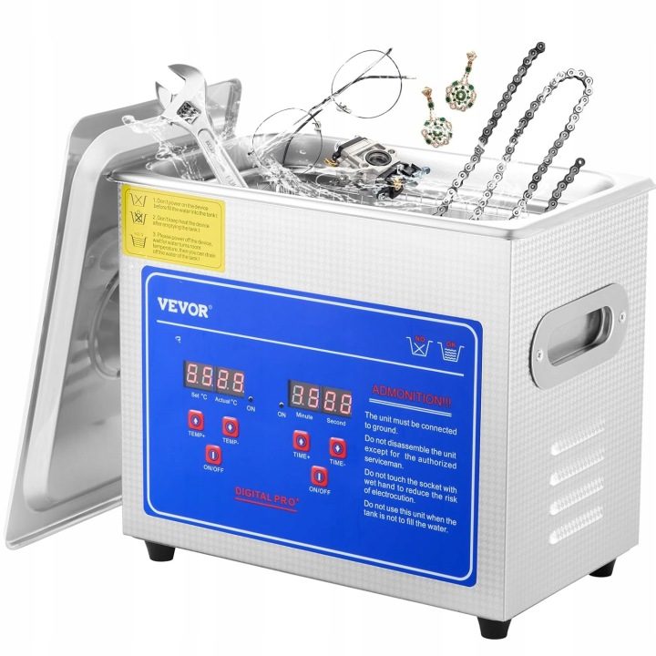 Мойка ультразвуковая VEVOR 3L 220V 120W с koszykiem, фото 1