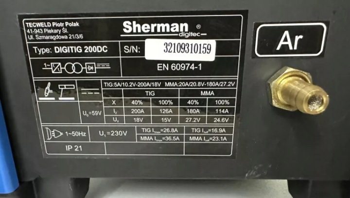 КОМПЛЕКТ Сварочный аппарат TIG SHERMAN DIGITIG 200DC, фото 5
