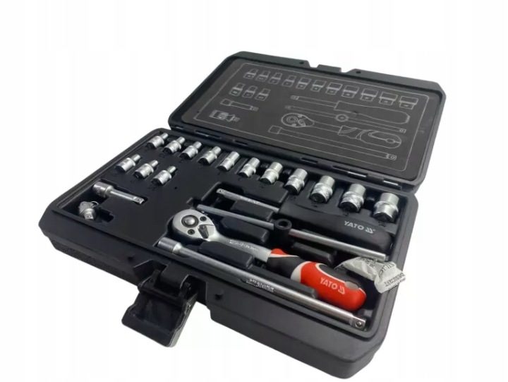 YATO КОМПЛЕКТ ИНСТРУМЕНТАЛЬНЫЙ ТОРЦЕВЫЕ ГОЛОВКИ С ТРЕЩОТКОЙ 1/4'' 20el, фото 4